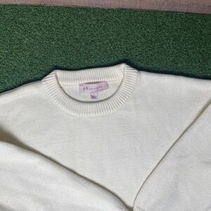 Philosophy Cream Knit Sweater‎ Ribbed Trim Crew Neck Pullover Cozy Large